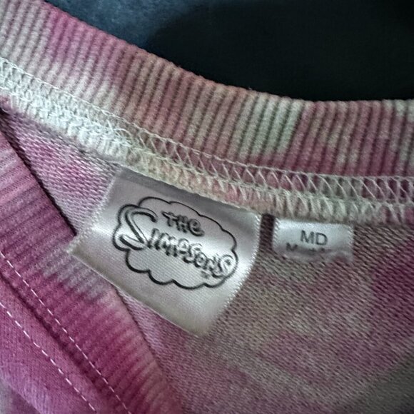 The Simpsons Lisa Size Medium Sweatshirt Hoodie Tie Dye Pink Crew neck pullover - Picture 2 of 4